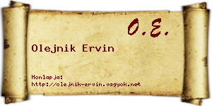 Olejnik Ervin névjegykártya
